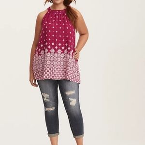 Torrid Size 0 Flowy Berry Print Halter Top